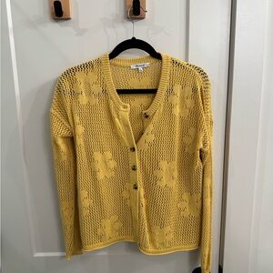 Madewell Yellow Floral Open-Knit Cardigan